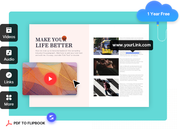 Flip PDF Plus, the PDF to flipbook software, converts PDF to flipbook and helps you make flip book online