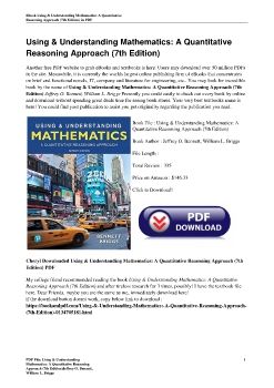 Using & Understanding Mathematics: A Quantitative Reasoning Approach (7th Edition)Jeffrey O. Bennett, William L. Briggs