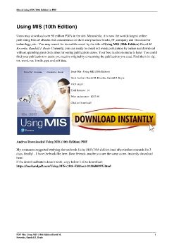 Using MIS (10th Edition)David M. Kroenke, Randall J. Boyle