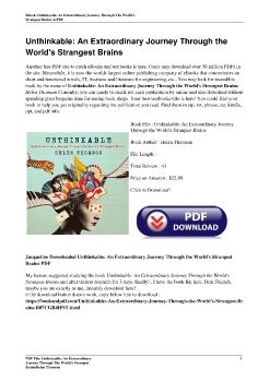 Unthinkable: An Extraordinary Journey Through the World's Strangest BrainsHelen Thomson