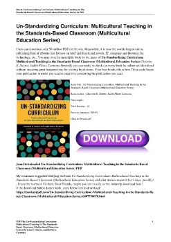 Un-Standardizing Curriculum: Multicultural Teaching in the Standards-Based Classroom (Multicultural Education Series)Christine E. Sleeter, Judith Flores Carmona