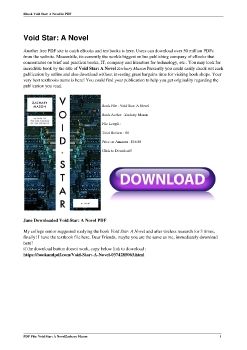Void Star: A NovelZachary Mason