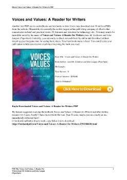 Voices and Values: A Reader for WritersJanet M. Goldstein and John Langan (Paperback)