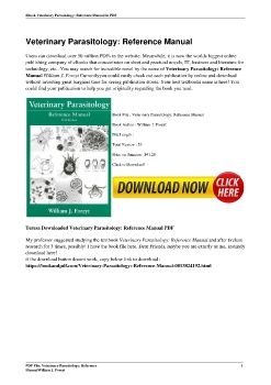 Veterinary Parasitology: Reference ManualWilliam J. Foreyt