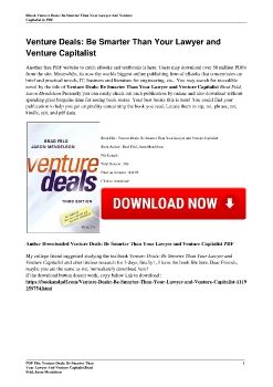Venture Deals: Be Smarter Than Your Lawyer and Venture CapitalistBrad Feld, Jason Mendelson