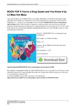 BOOK PDF If You're a Drag Queen and You Know It by Lil Miss Hot Mess