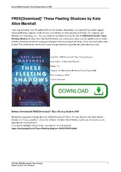 FREE[Download]* These Fleeting Shadows by Kate Alice Marshall