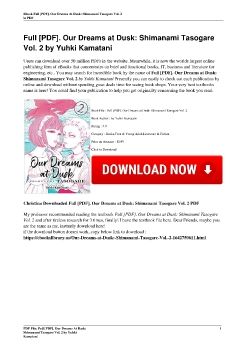 Full [PDF]. Our Dreams at Dusk: Shimanami Tasogare Vol. 2 by Yuhki Kamatani