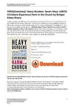 FREE[Download]* Heavy Burdens: Seven Ways LGBTQ Christians Experience Harm in the Church by Bridget Eileen Rivera