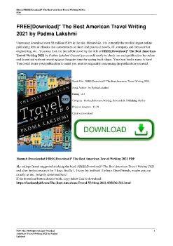 FREE[Download]* The Best American Travel Writing 2021 by Padma Lakshmi