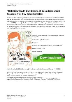 FREE[Download]* Our Dreams at Dusk: Shimanami Tasogare Vol. 3 by Yuhki Kamatani