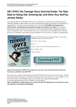 GET [PDF] The Teenage Guy's Survival Guide: The Real Deal on Going Out, Growing Up, and Other Guy Stuff by Jeremy Daldry